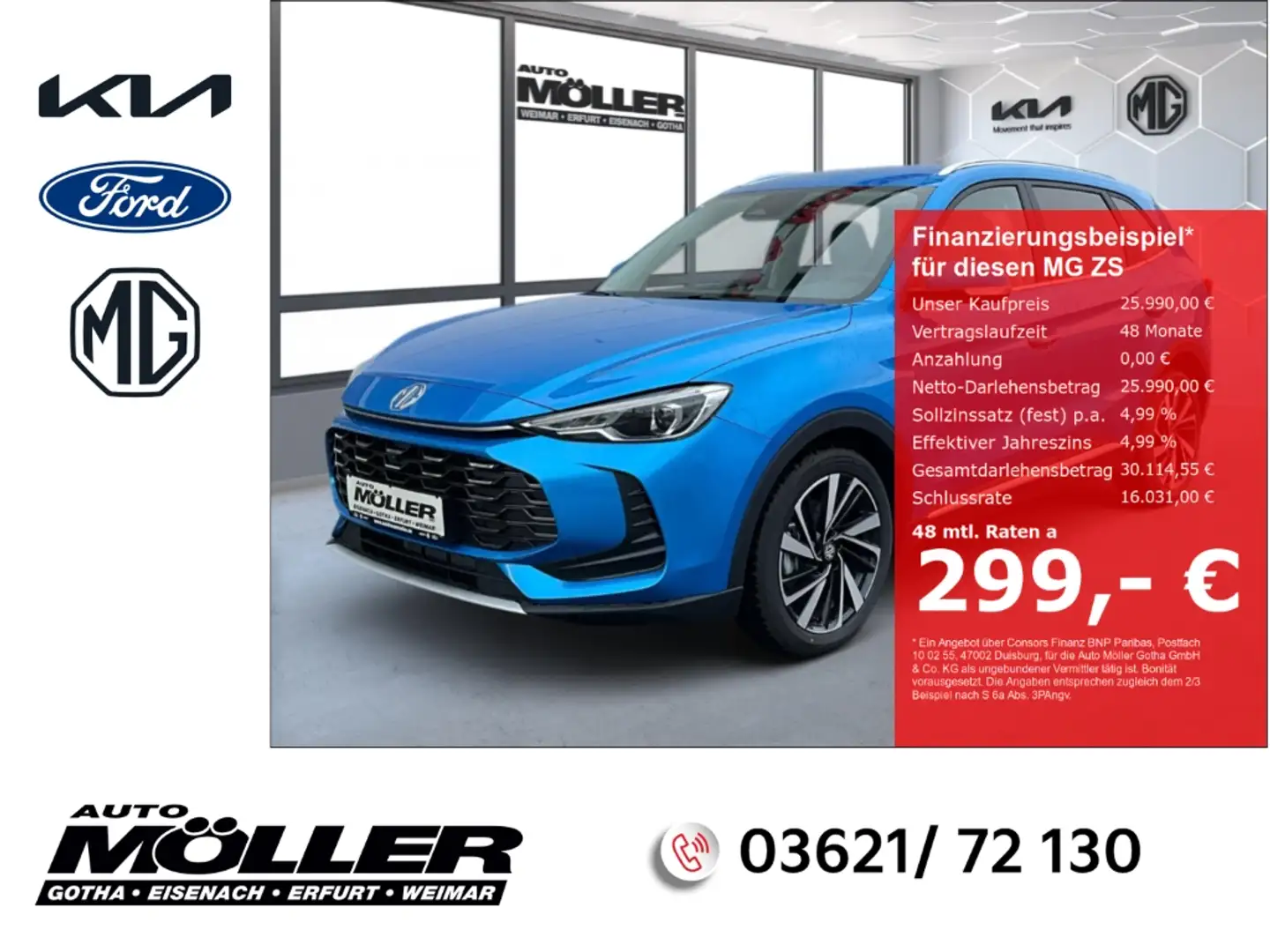 MG ZS Hybrid+ Luxury Leder Navi LED 360°ACC SHZ Blu/Azzurro - 1