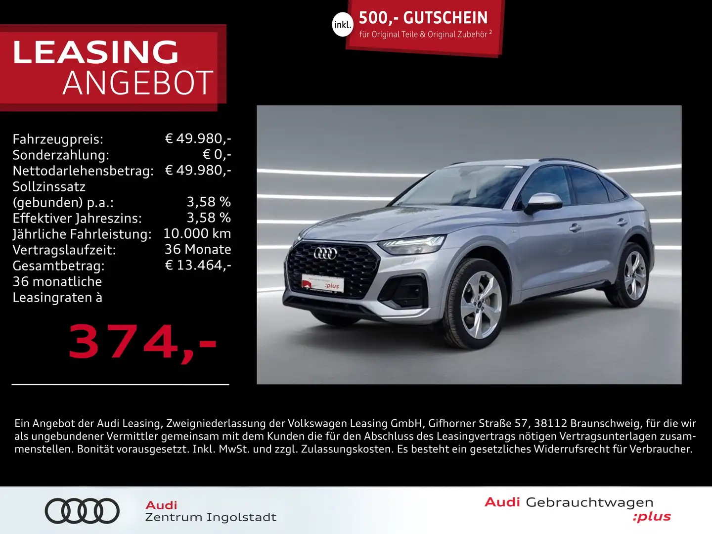 Audi Q5 Sportback 45 TFSI qu S line MATRIX AHK ACC 20" Silber - 1