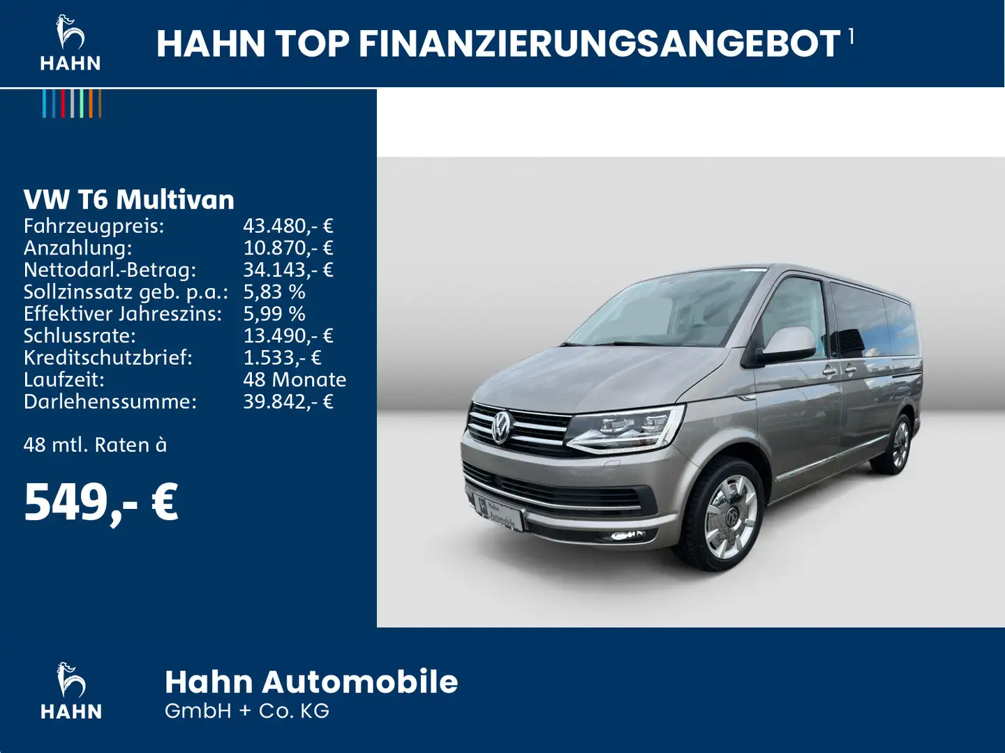 Volkswagen T6 Multivan Comfortline 2.0TDI DSG AHK LED CAM Beige - 2