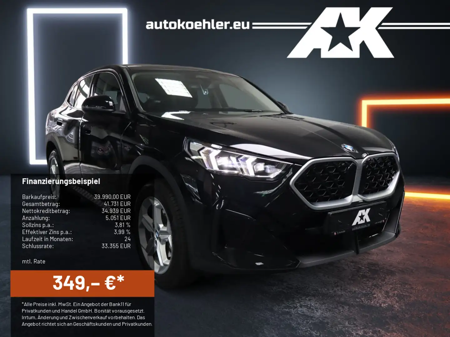 BMW X2 20d Garantie 05/2028 NP: 51.000€ Panorama LED DAB+ Noir - 1
