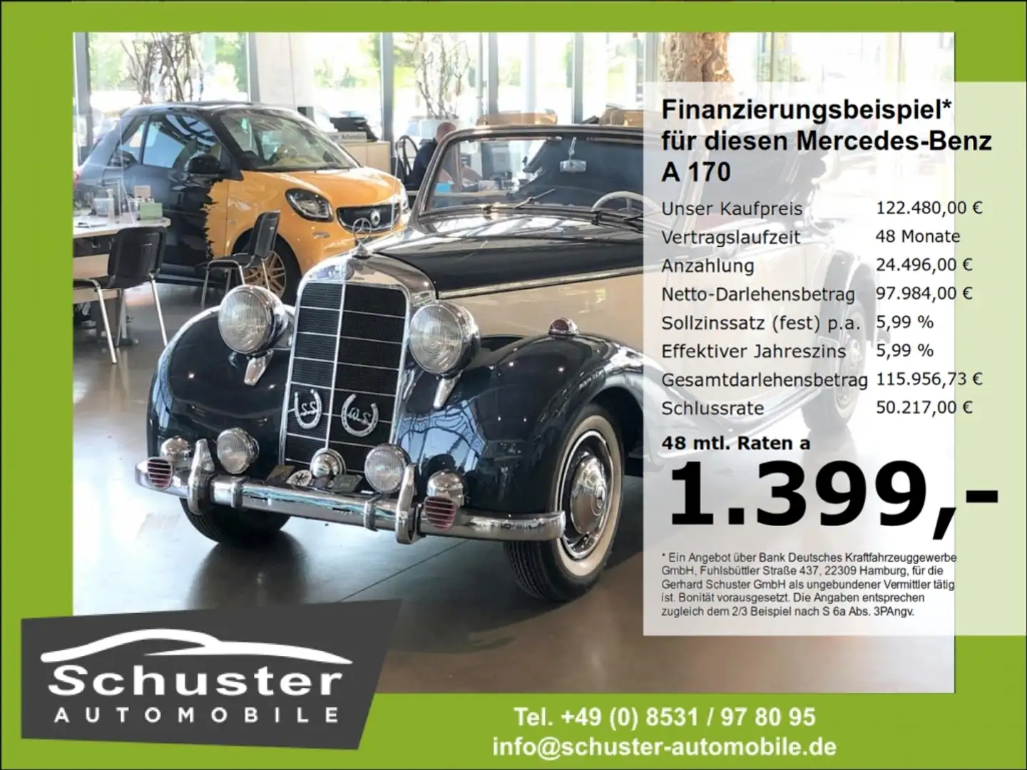 Mercedes-Benz A 170 S Cabriolet A* Leder Becker-Radio Blauw - 1