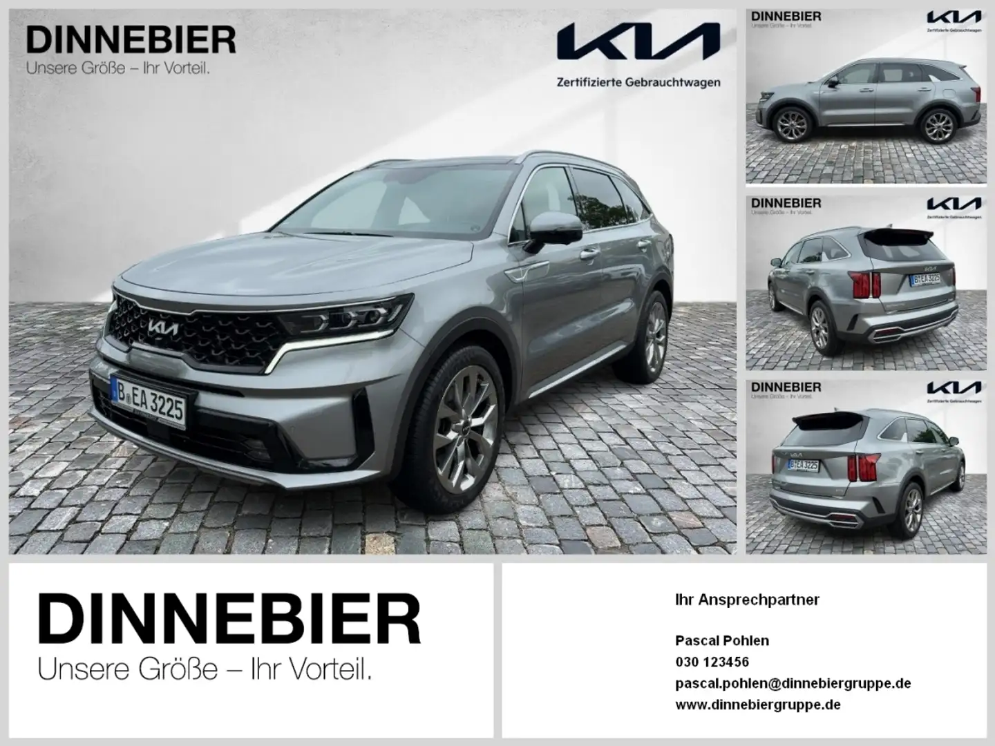 Kia Sorento Platinum 2.2D AWD+360°Kamera+Glasdach Grau - 1