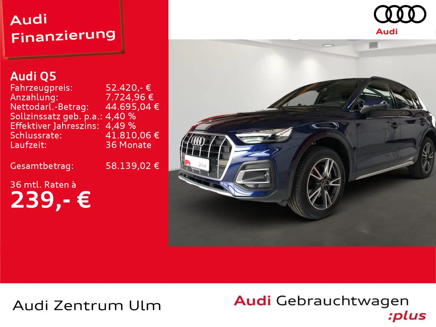 Audi Q5 S-Line 45 TFSI quattro AHK MATRIX NAVI PANO Blau - 1