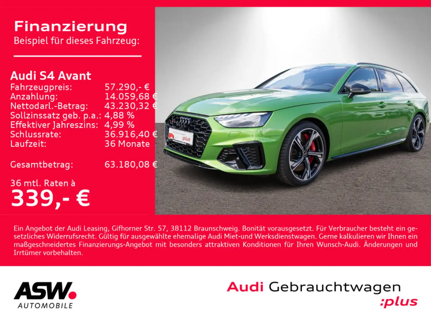 Audi S4 3.0TDI quattro tiptroni Matrix Pano AHK Grün - 1