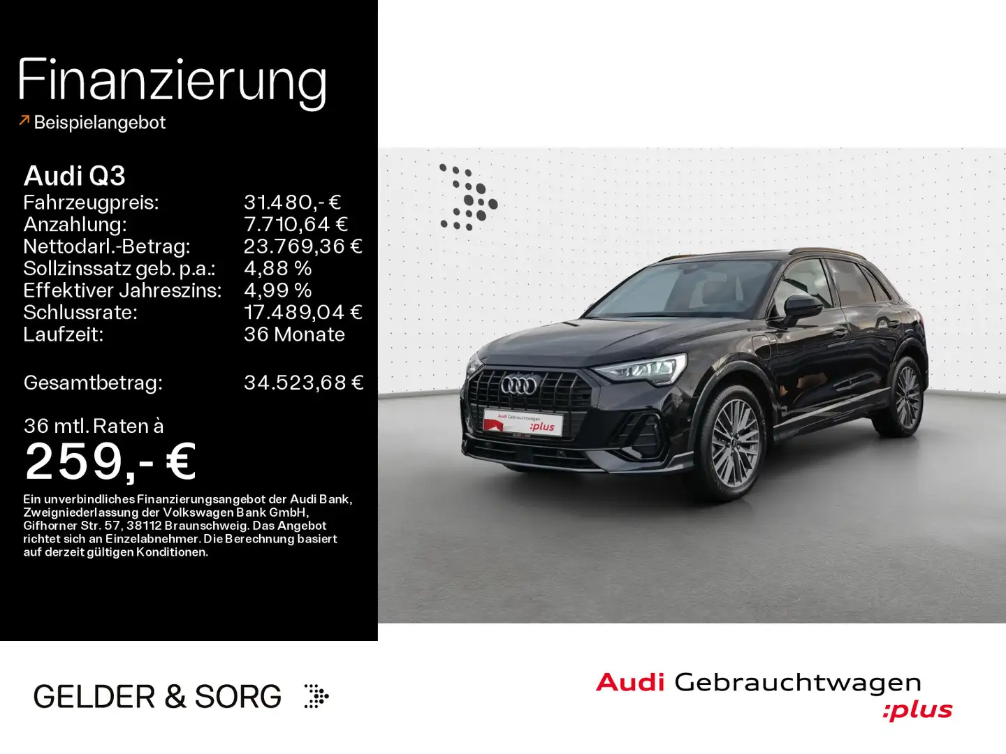 Audi Q3 45 TFSIe S line AHK*360°*Sound*Virtual*Navi Schwarz - 1