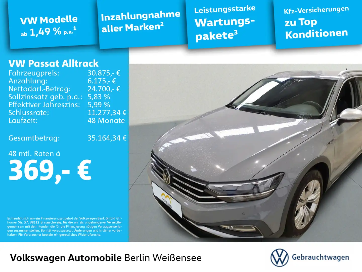 Volkswagen Passat Alltrack 4Motion 2.0 TDI *DSG*NAV*APP*ACC Grau - 1