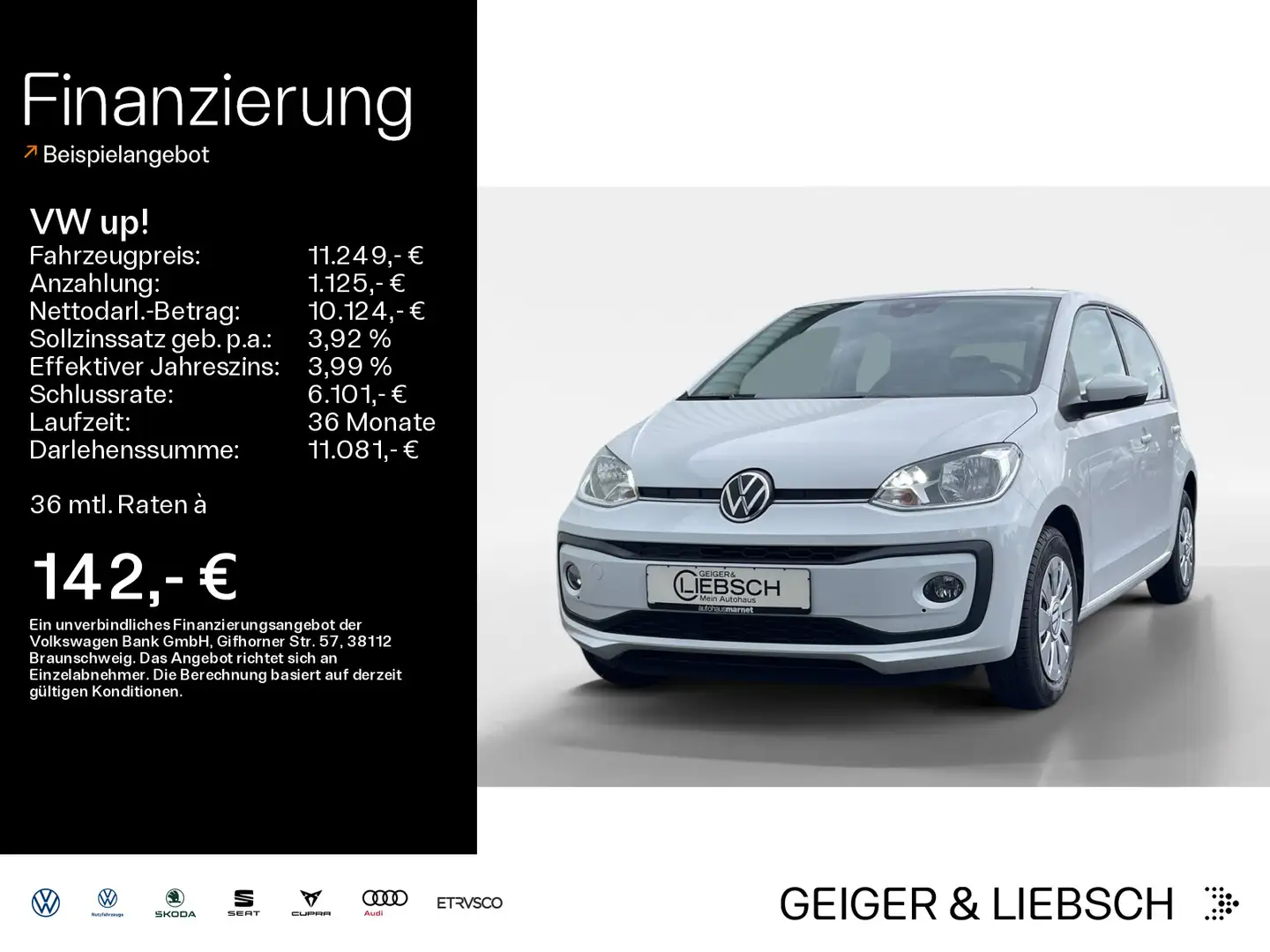Volkswagen up! 1.0 move up!*NAVI*KLIMA*SHZ Weiß - 1