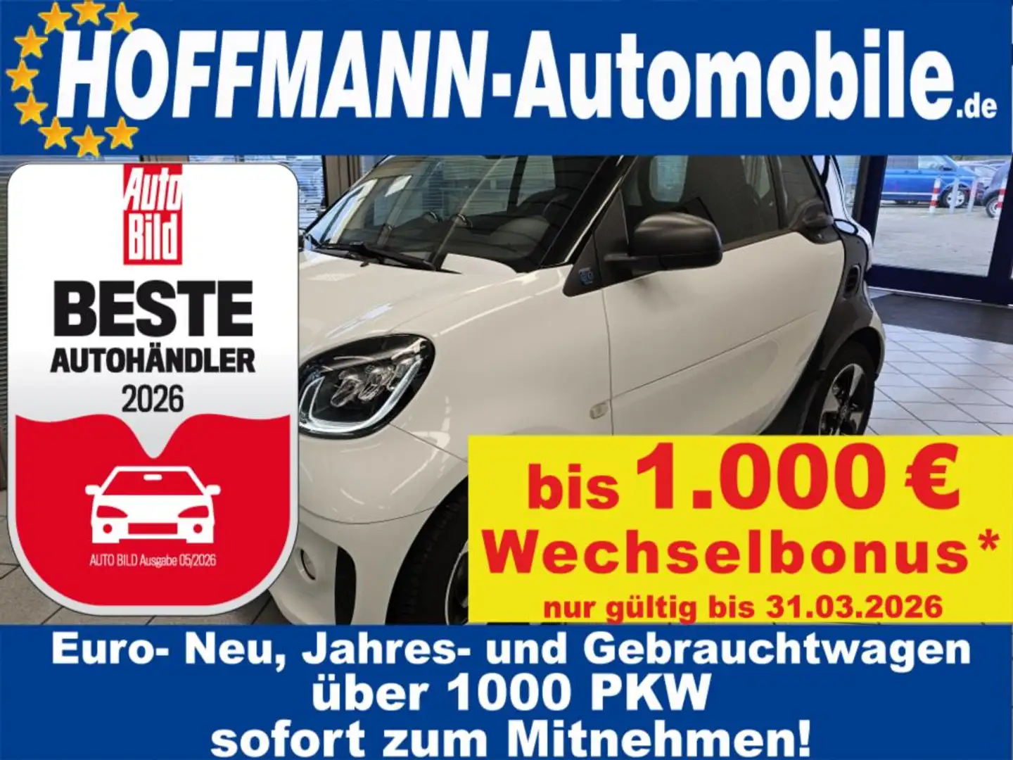 smart forTwo EQ Exclusive,Voll-LED,Pano-dach,Alu,SHZ Blanco - 1