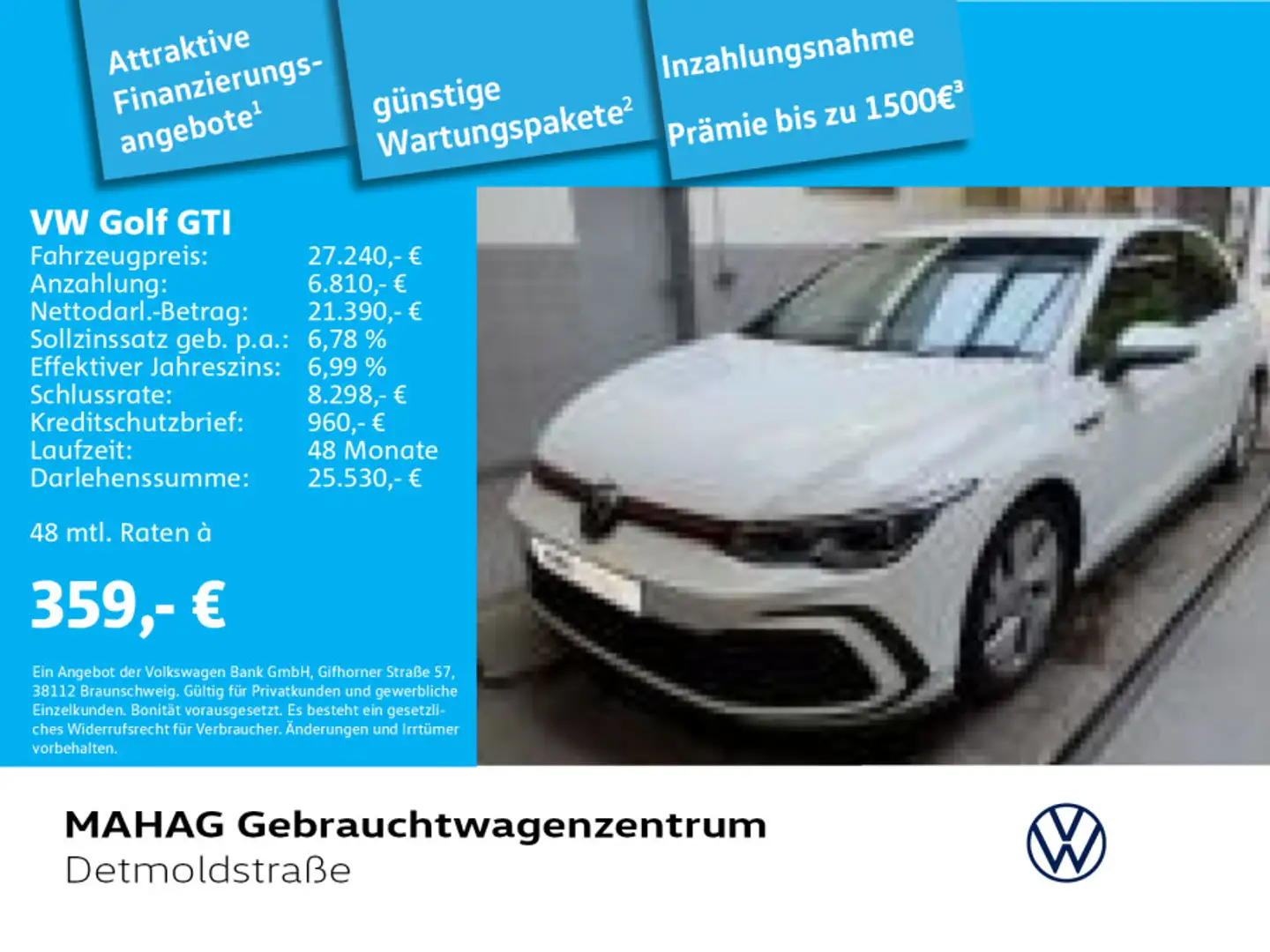 Volkswagen Golf GTI Golf VIII GTI 2.0 TSI AHK Navi LED alu17Richmond Weiß - 1