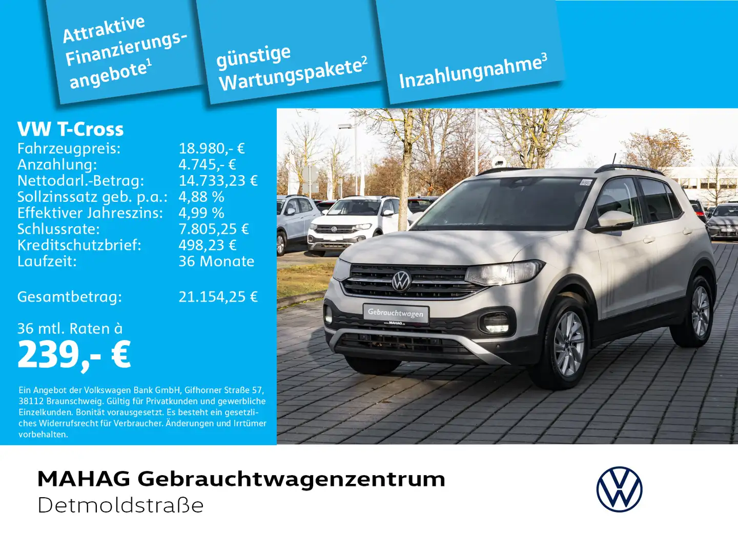Volkswagen T-Cross 1.0 TSI Life  AHK ParkPilot AppConnect 5 Grau - 1