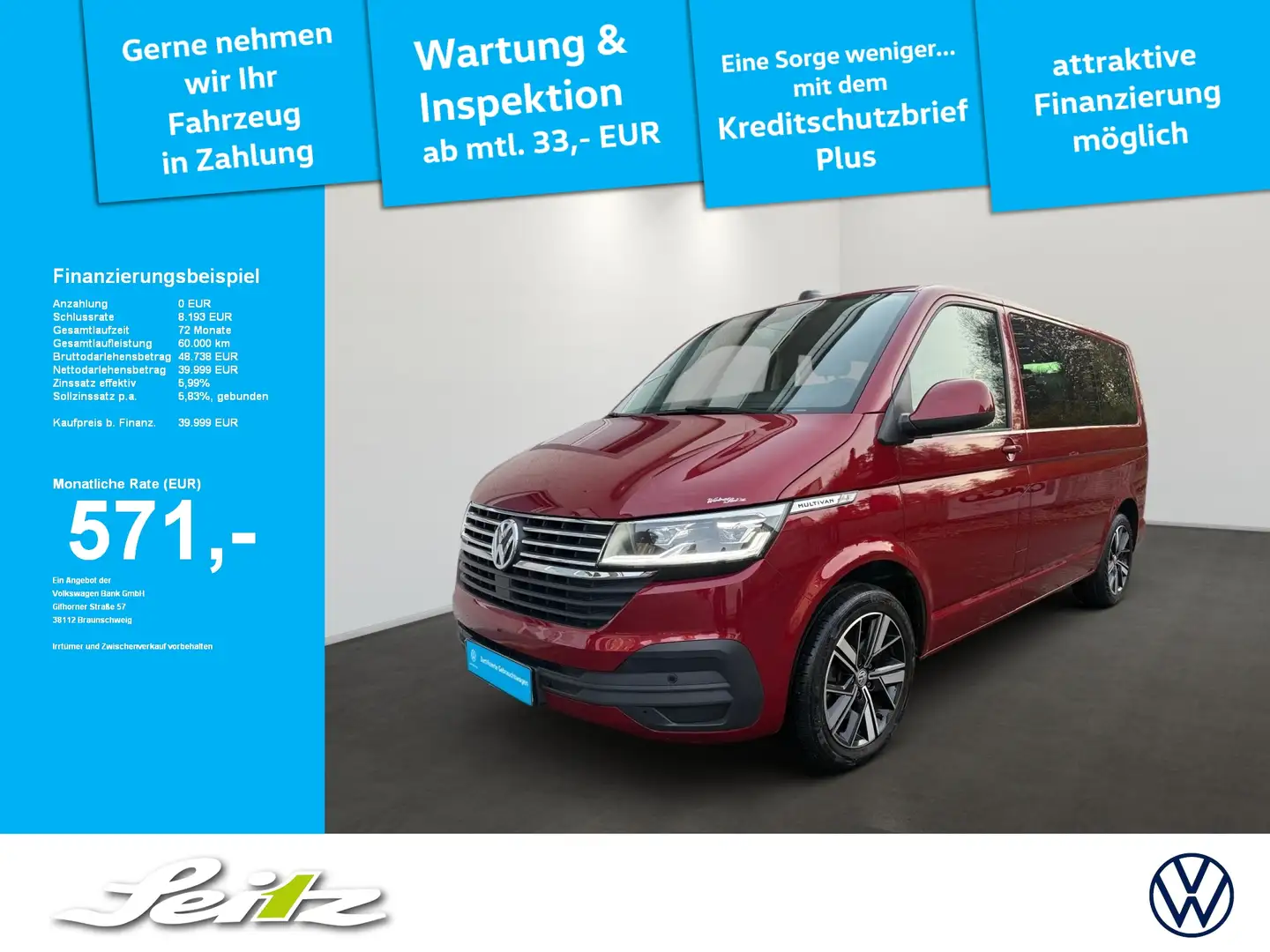 Volkswagen T6.1 Multivan 2.0 TDI DSG 4-Motion Comfortline AHK. LED. Rückfah Rot - 1