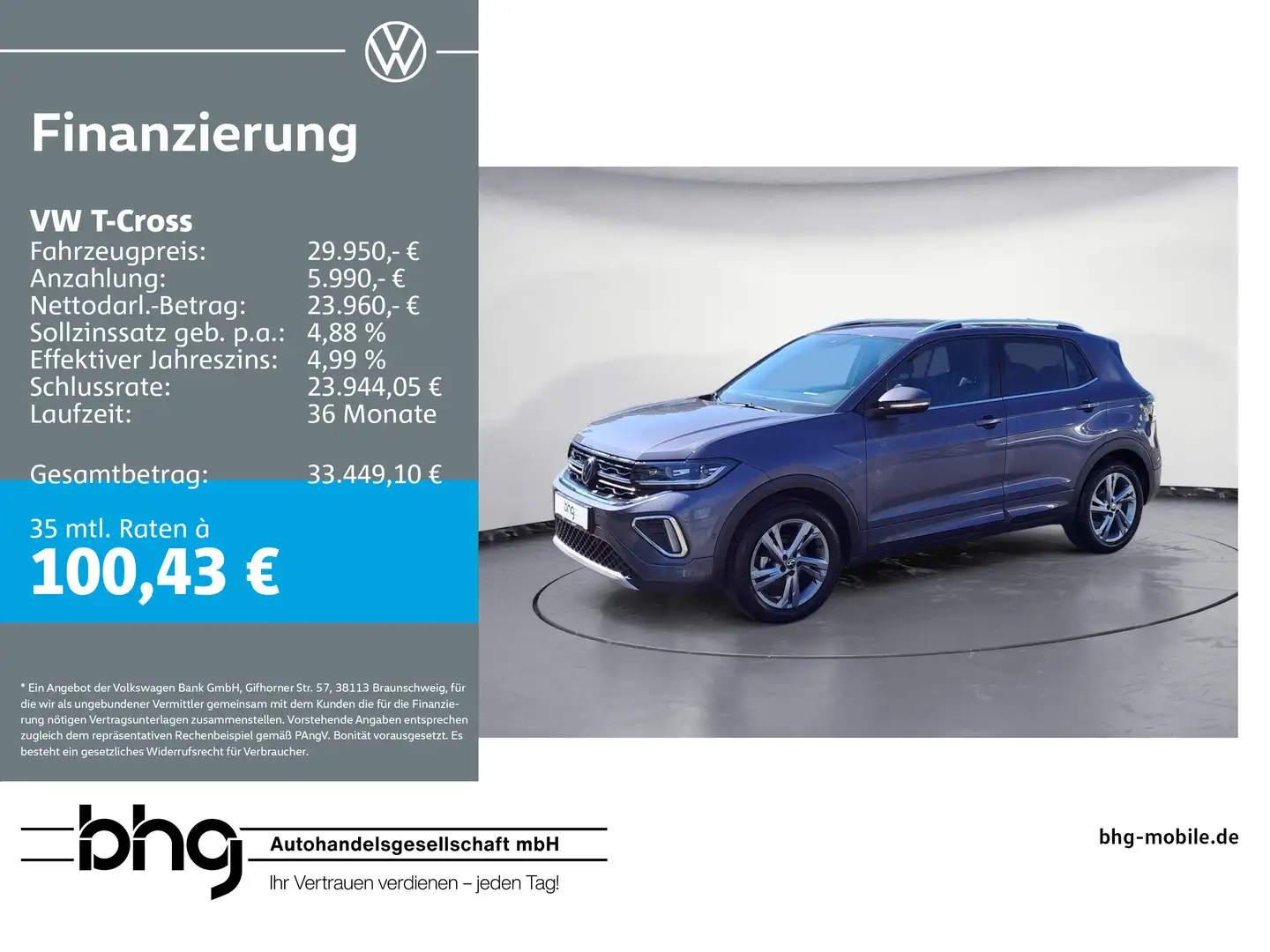 Volkswagen T-Cross 1.5 TSI DSG R-Line *AHK*DIG.COCKPIT*FRON Grau - 1
