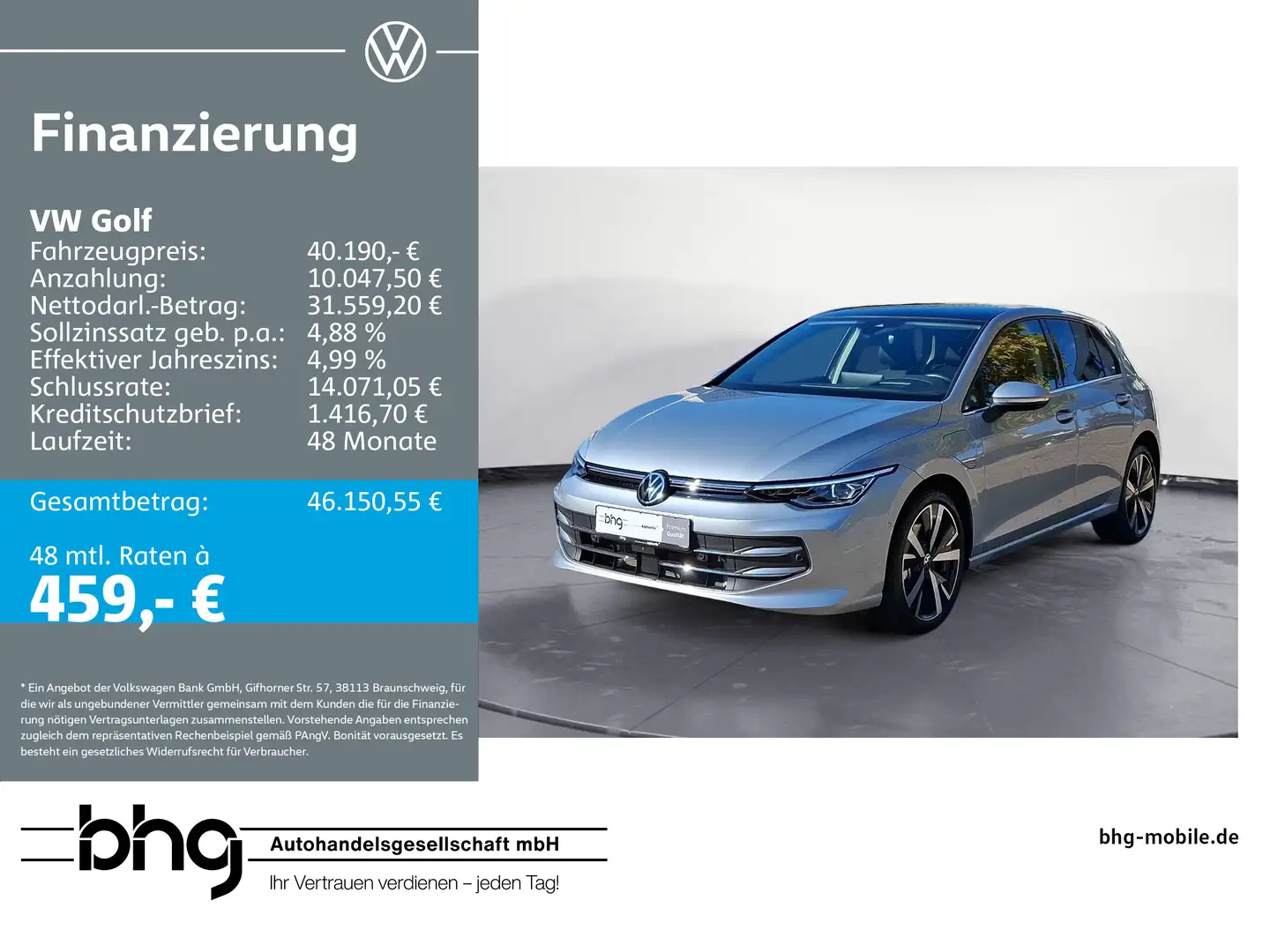 Volkswagen Golf 1.5 eHybrid OPF DSG Style Silber - 1