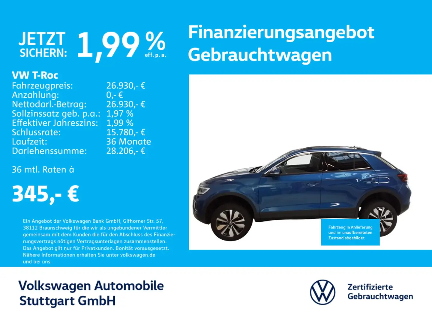 Volkswagen T-Roc MOVE 1.5 TSI Navi Tempomat Blau - 1