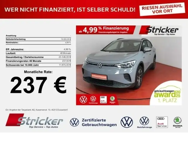 Volkswagen ID.4 Pure 109/52 237,-ohne Anzahlung Navi App-Connect