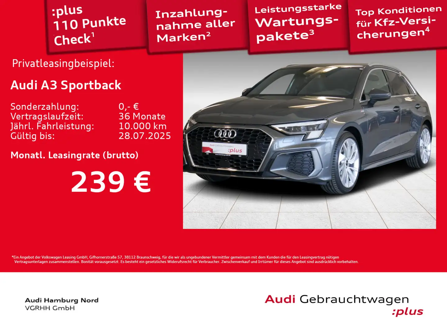 Audi A3 30 TFSI 2x S line S tronic Matrix Gris - 1