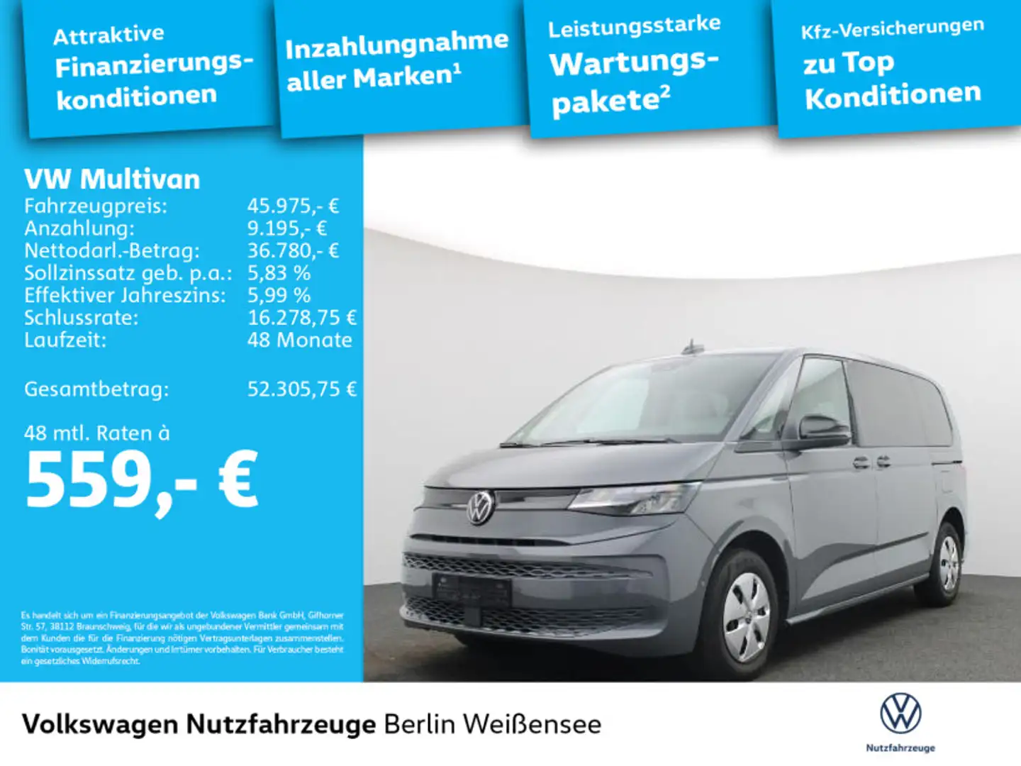 Volkswagen T7 Multivan T7 Multivan 2.0 TDI *DSG*AHK*APP*RFK*LED*AAC*DAB Grau - 2