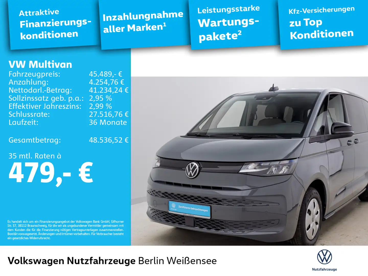Volkswagen T7 Multivan T7 Multivan 2.0 TDI *DSG*AHK*APP*RFK*LED*AAC*DAB Grau - 2