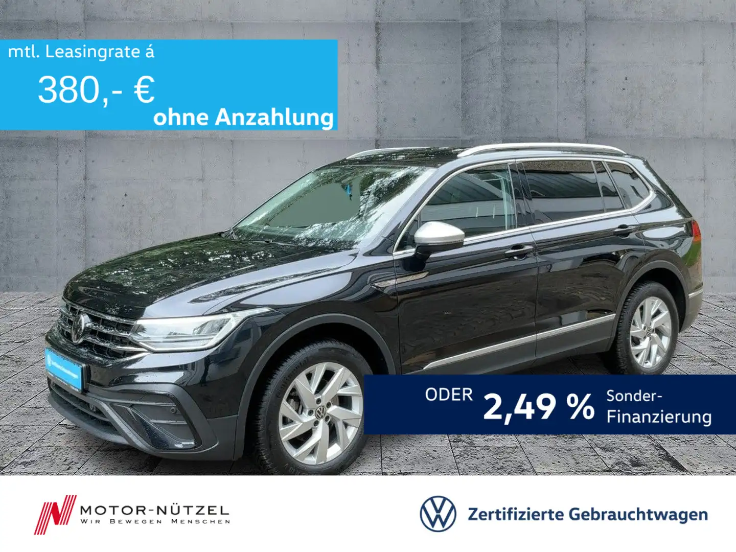 Volkswagen Tiguan Allspace 2.0 TDI DSG LIFE LED+NAVI+AHK+7S Zwart - 1