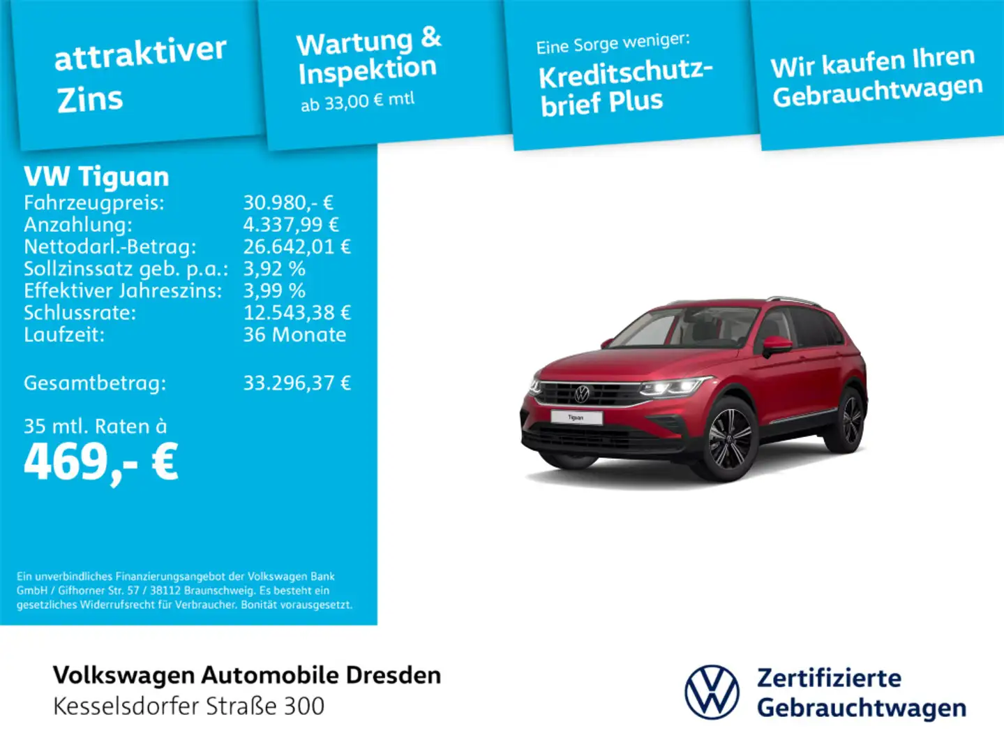 Volkswagen Tiguan Active 1.5 TSI DSG MATRIX KAMERA APP Rot - 1