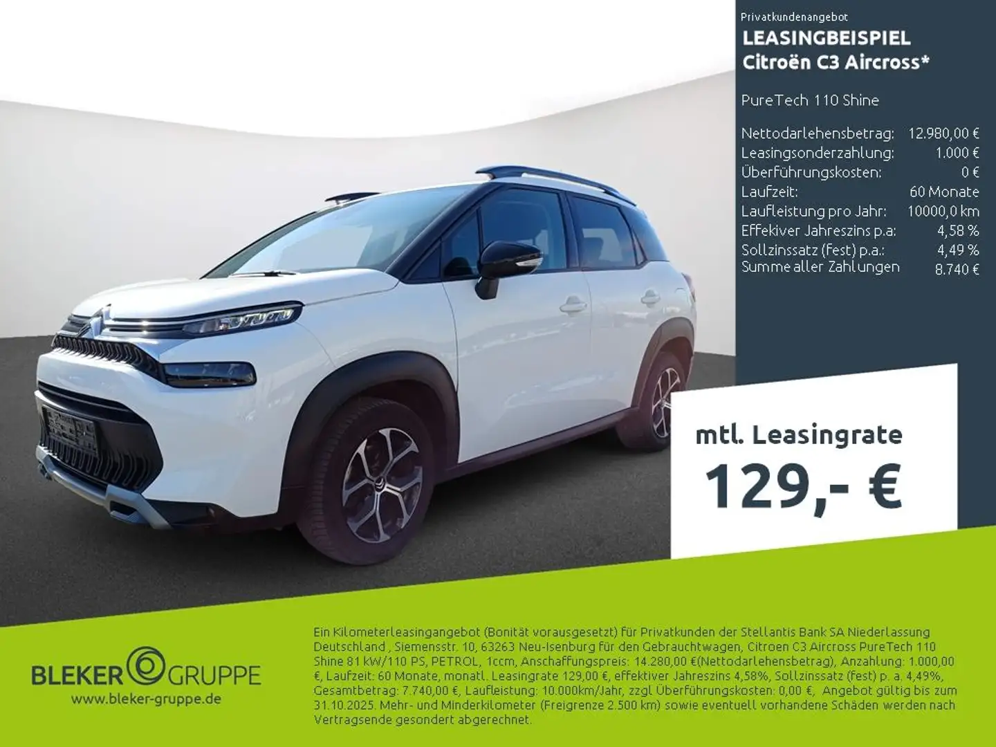 Citroen C3 Aircross PureTech 110 Shine Blanc - 1