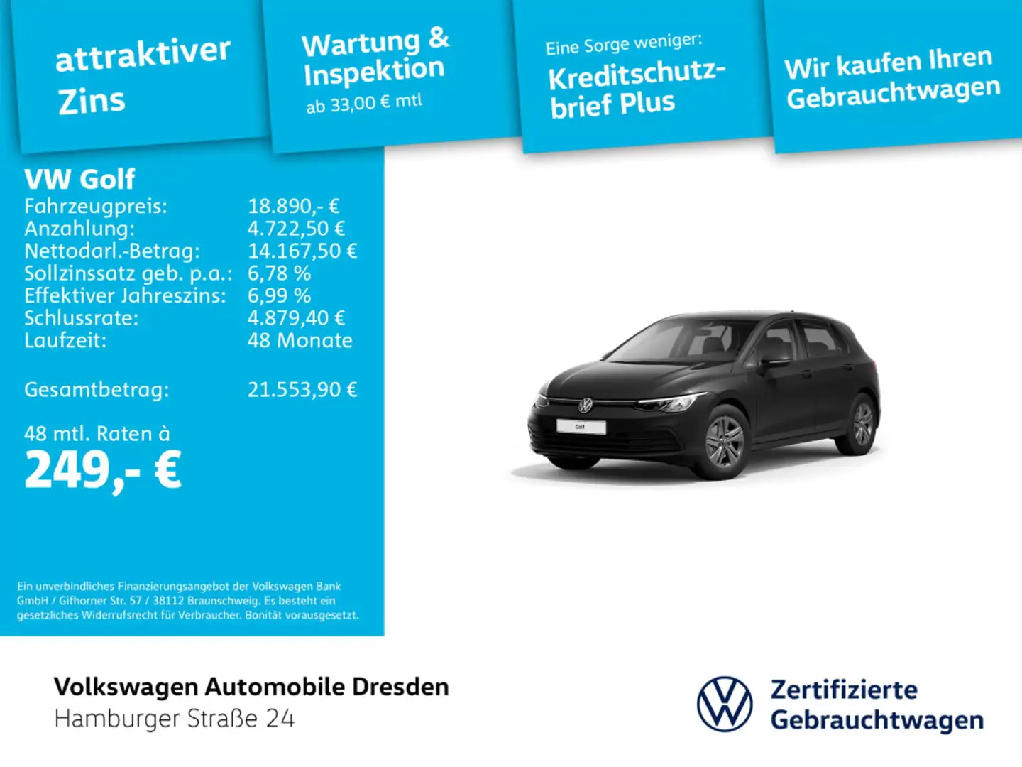 Volkswagen Golf VIII Life Grau - 1