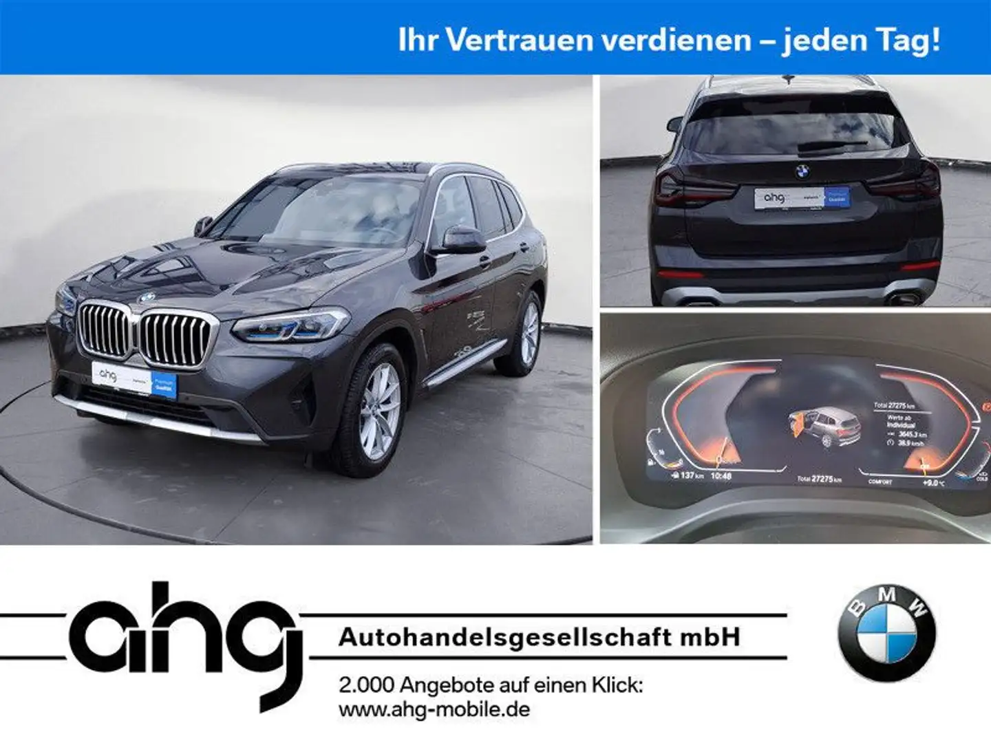 BMW X3 xDrive20i Navi Bluetooth PDC Kurvenlicht Grau - 1