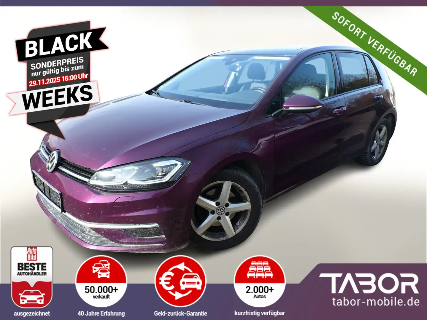 Volkswagen Golf VII 1.5 TSI 150 Highline Pano AHK ACC Nav Mauve - 1