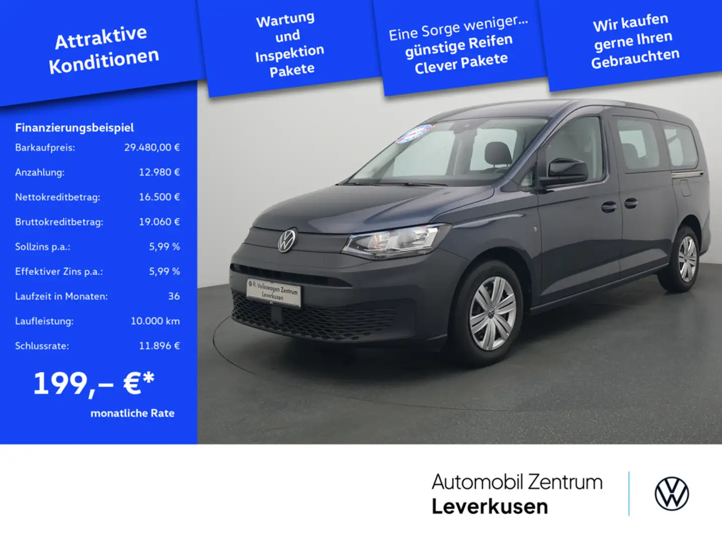 Volkswagen Caddy Maxi TSI 7-SITZER AHK NAVI APP CONNECT Blau - 1