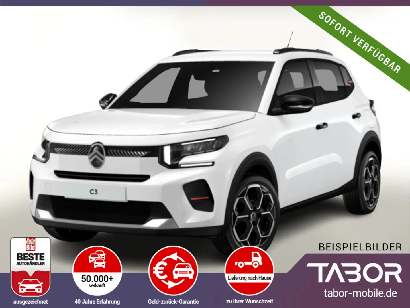 Citroen C3 Turbo 100 MAX HUD LED Nav Kam PrivG AppCo Weiß - 1