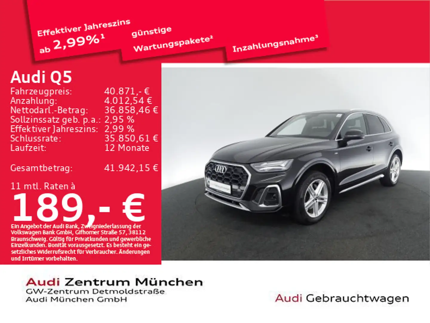 Audi Q5 40 TDI qu. S tronic 2x S line AHK/Virtual+/Ka Noir - 1