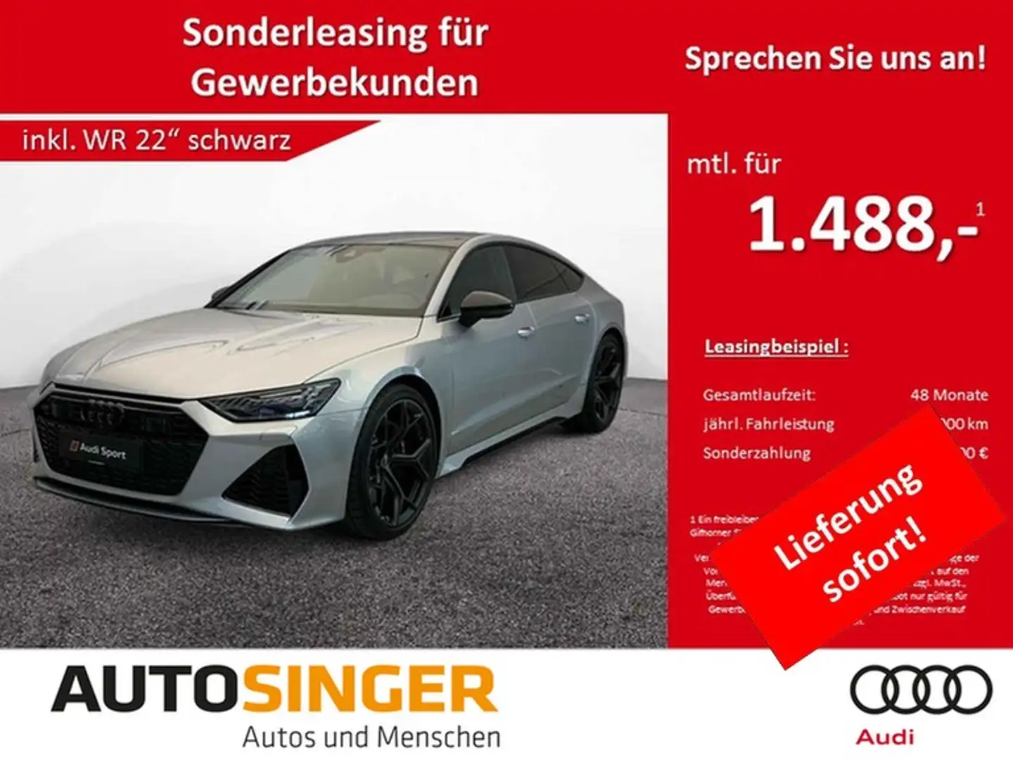 Audi RS7 Perf. ABGAS*DRC*280*LASER*B&O*WR Ezüst - 1