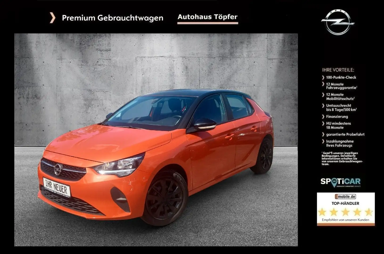 Opel Corsa F "Sondermodell Edition" 1-Hand/Garantie Portocaliu - 1