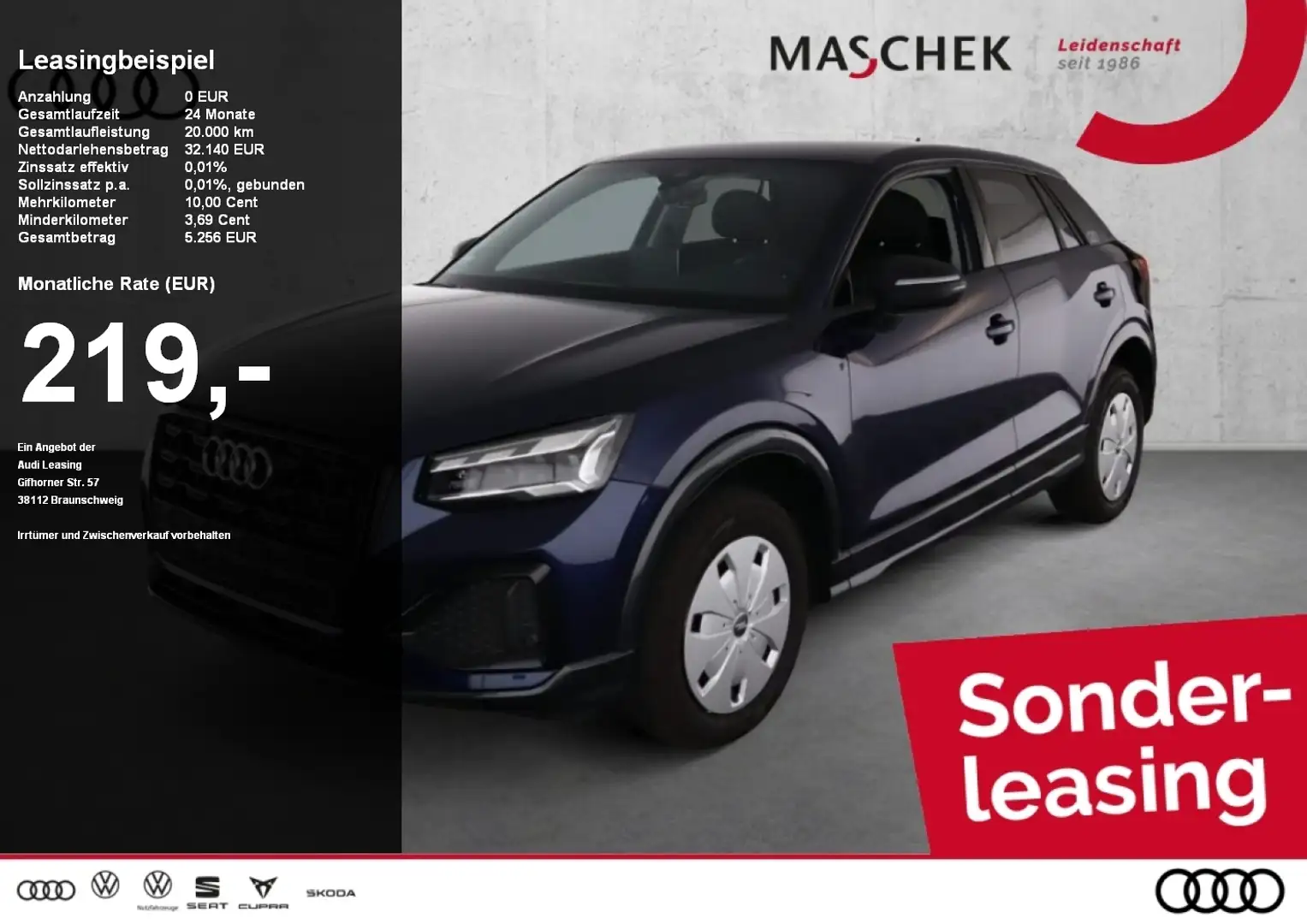 Audi Q2 Advanced 35 TFSI S tronic AHK Black Matrix 18 Zoll Blauw - 1