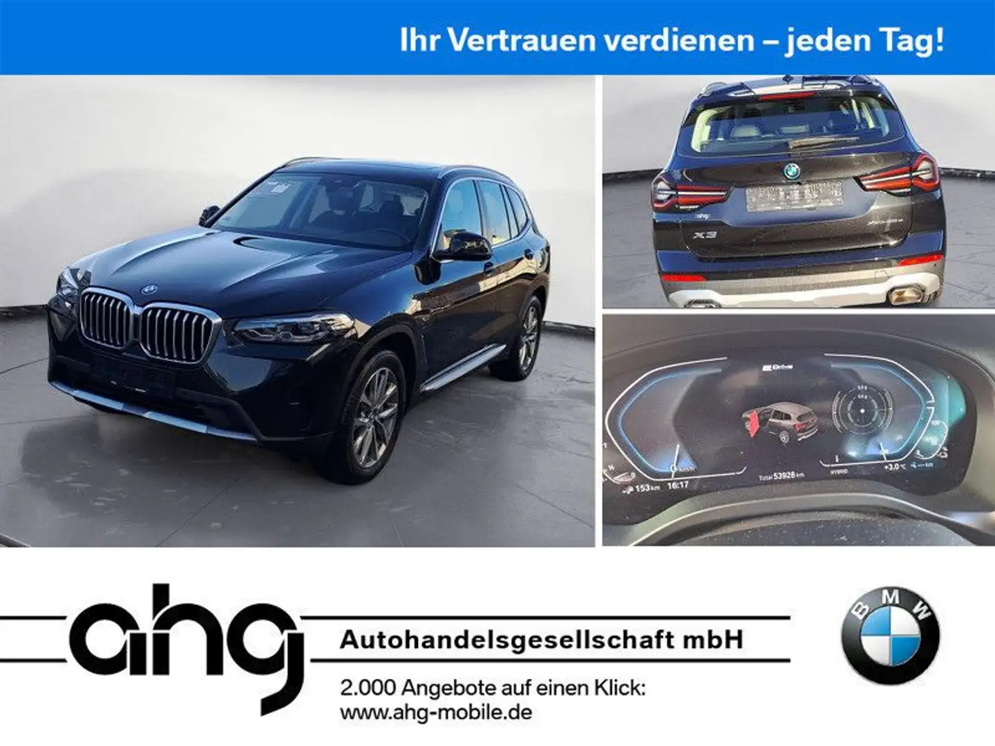 BMW X3 xDrive30e AT Panorama AHK HIFI Schwarz - 1