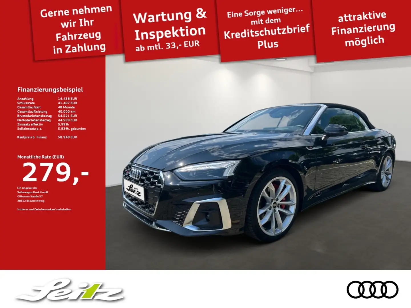 Audi S5 Cabriolet 3.0 TFSI quattro *AHK*HEAD-UP*B&O*MATRIX Schwarz - 1