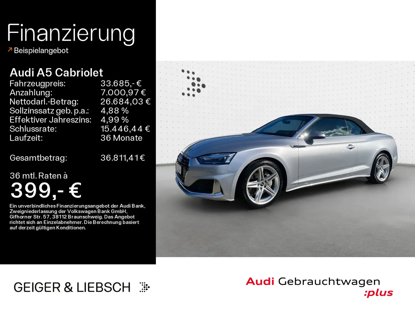 Audi A5 Advanced 40 TFSI quattro LED+Navi+K Silber - 1