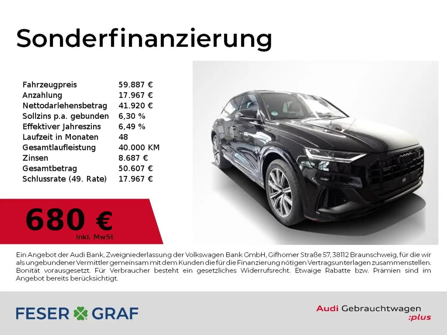 Audi Q8 55 TFSI e 3x S Line AHK,B&O,Leder,Kameras,HUD Nach Schwarz - 1