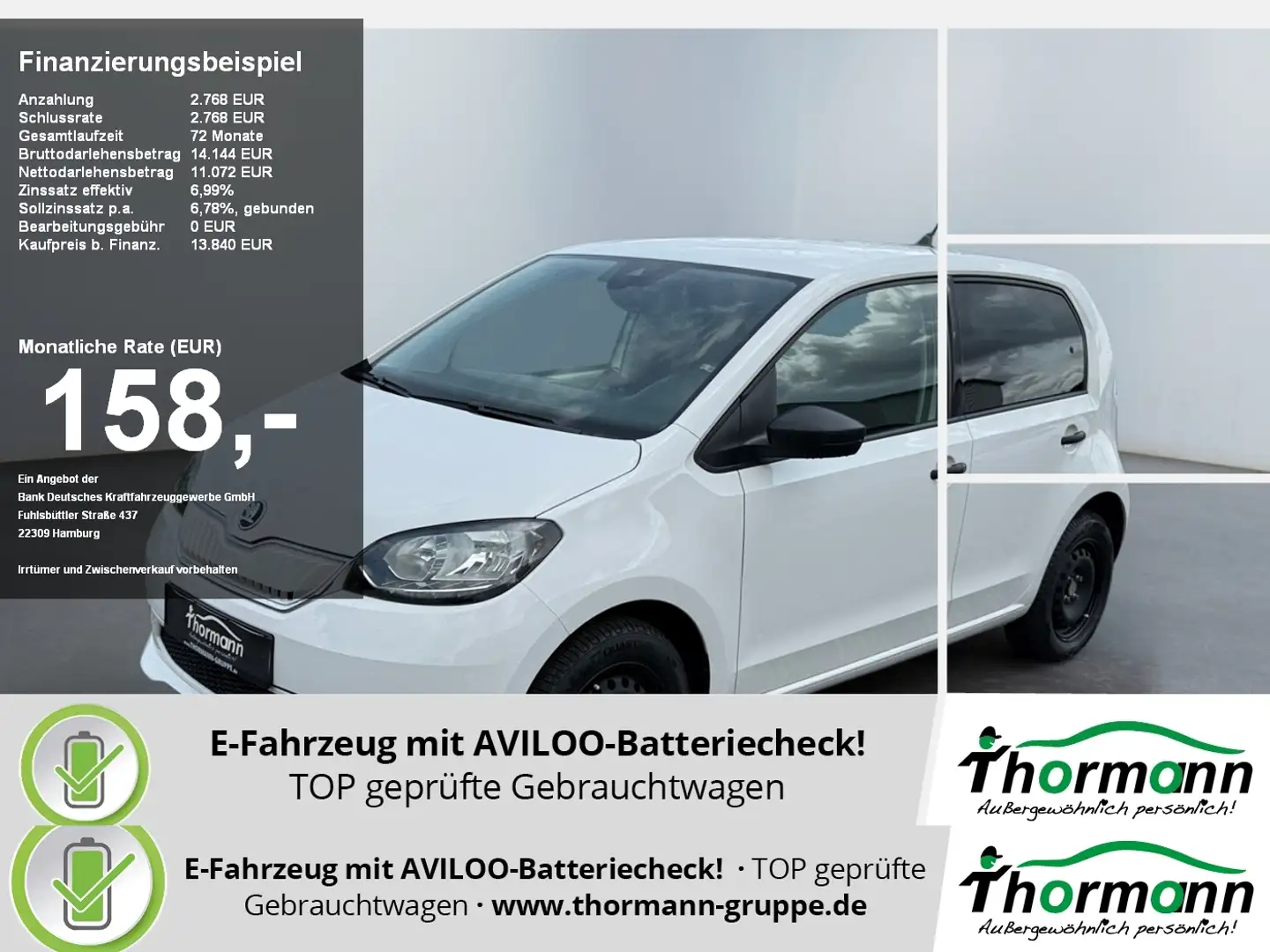 Skoda Citigo e iV Ambition Einparkhilfe Weiß - 1
