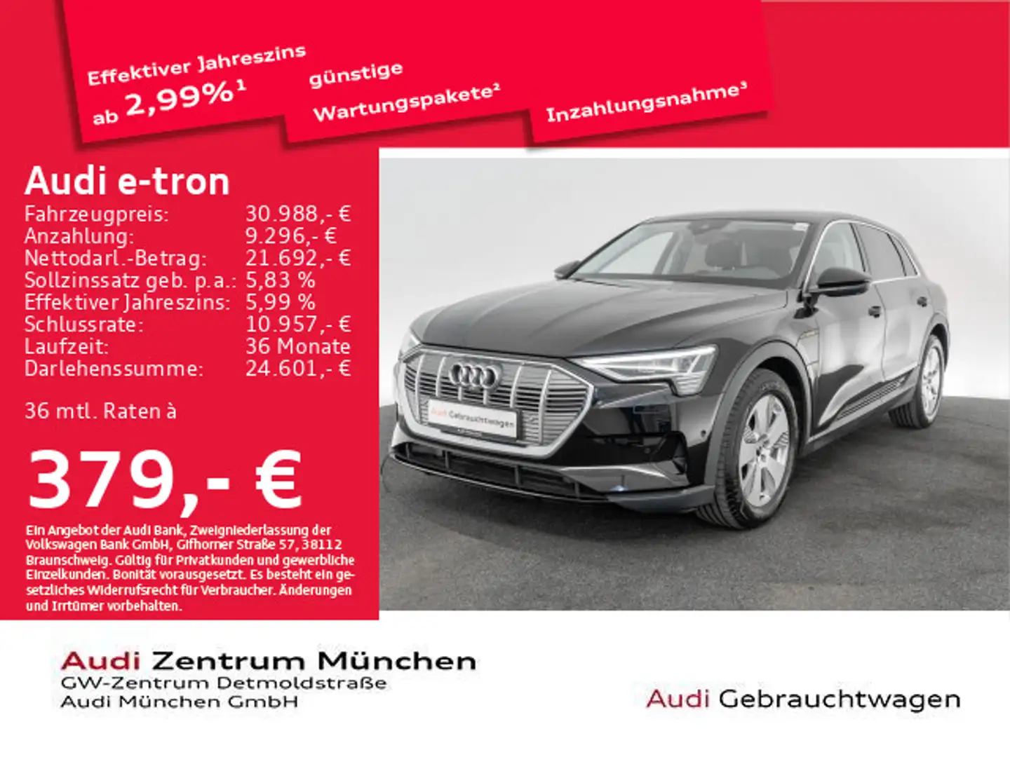 Audi e-tron 50 qu. ACC/LuftFed/Virtual+/360°/LED Nero - 1