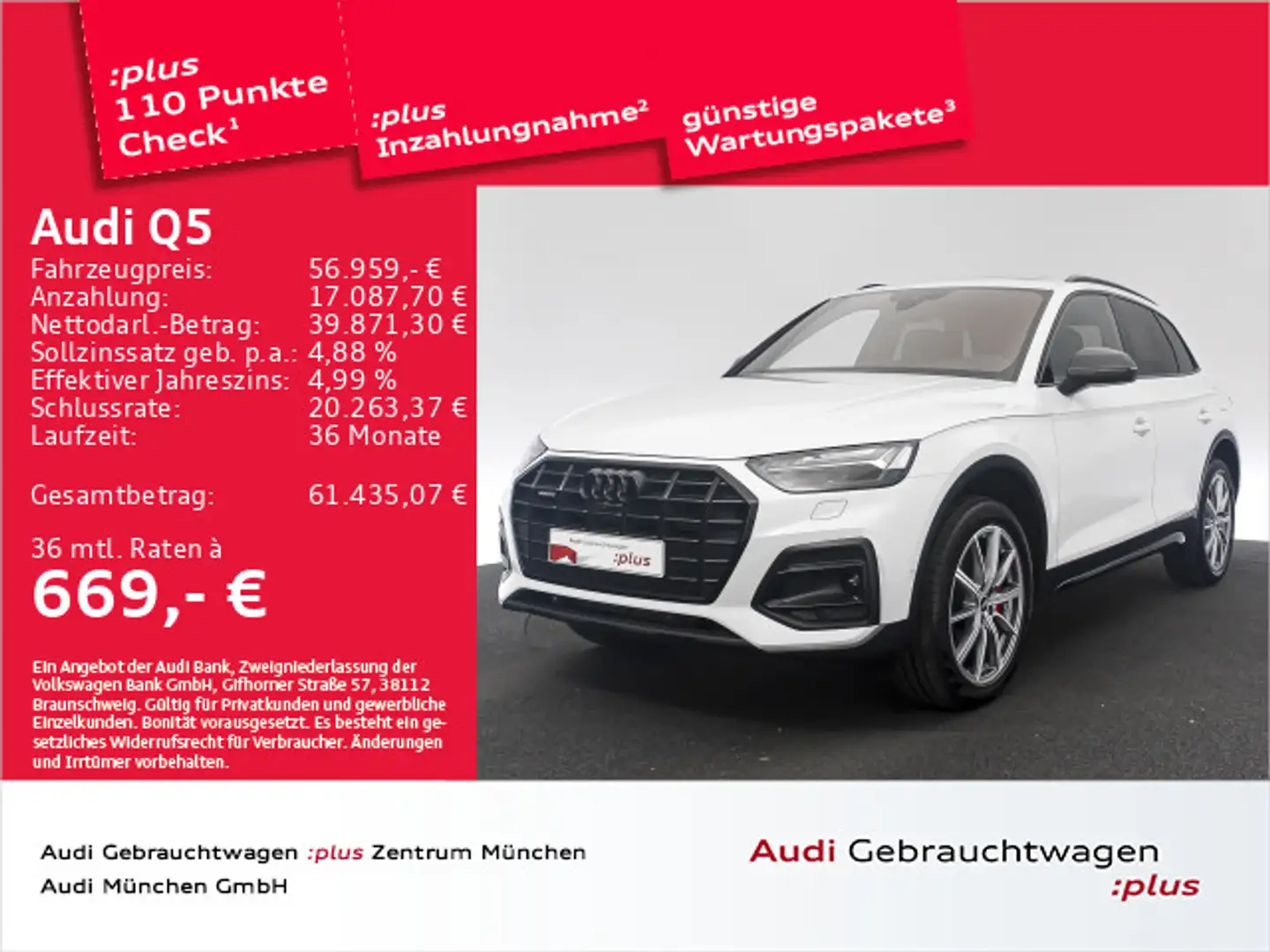 Audi Q5 50 TFSI e qu. S tronic Pano/Virtual/Matrix/B& Weiß - 1