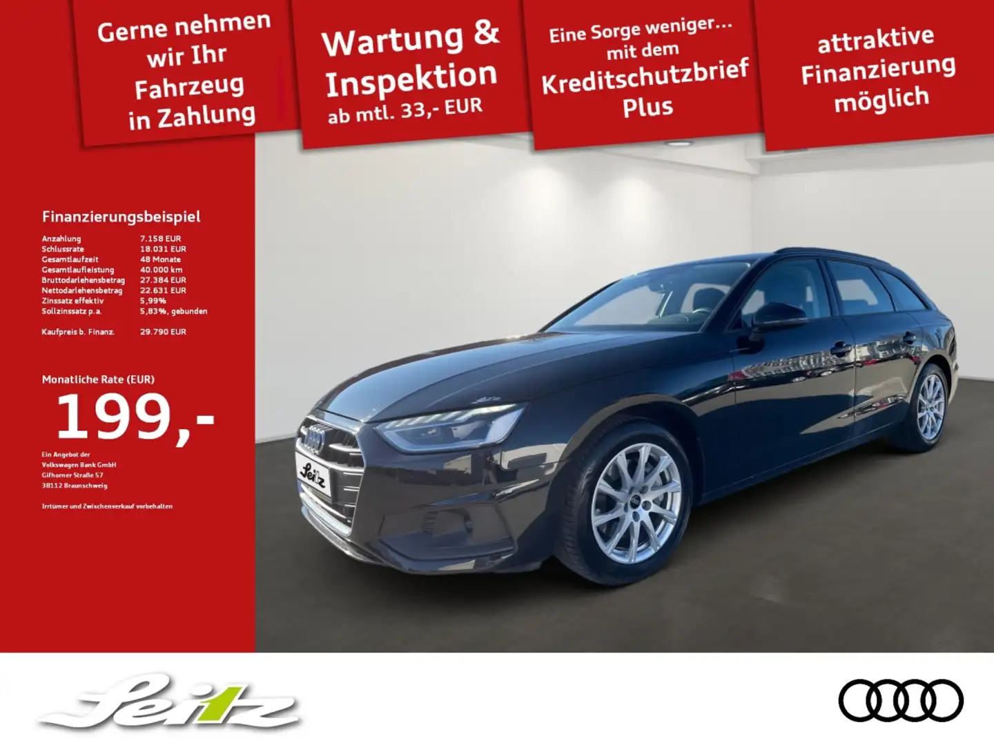 Audi A4 Avant 2.0 TFSI Navi*Kamera*Klima*Einparkhilfe*DAB* Noir - 1