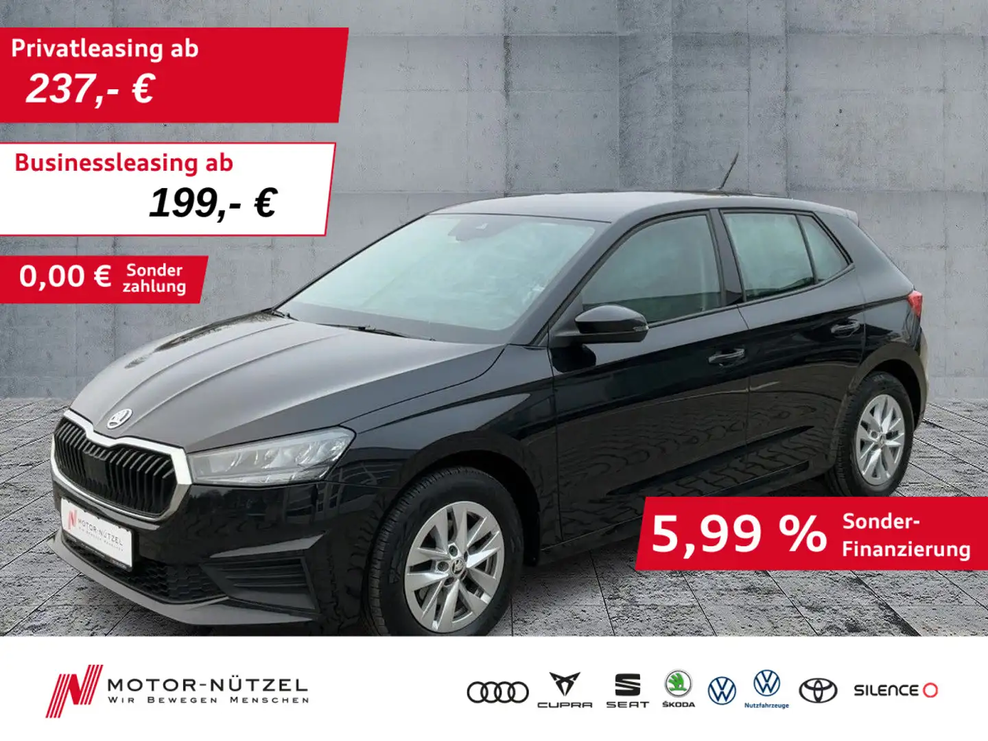 Skoda Fabia 1.0 TSI AMBITION LED+ACC+NAVI+SHZ+RFK+PDC Schwarz - 1