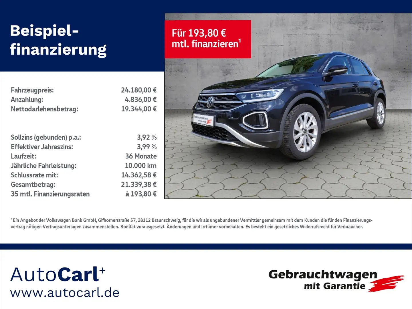 Volkswagen T-Roc Style 1.5 TSI DSG Business/IQ-Drive KLIMA ALU Schwarz - 1
