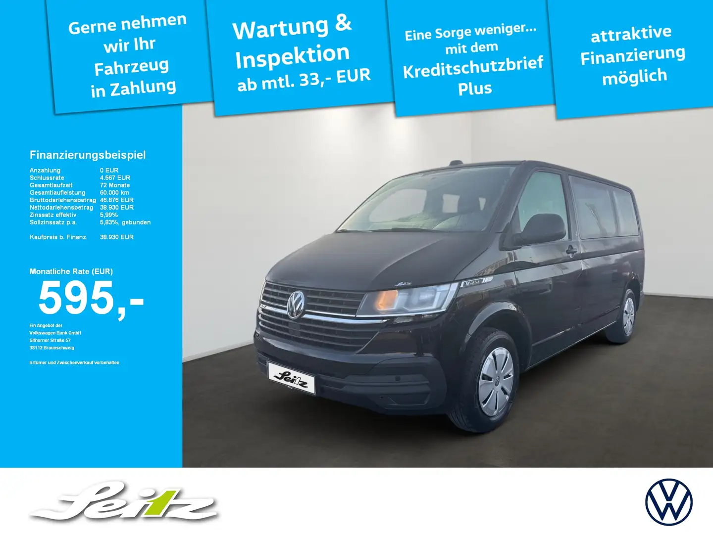 Volkswagen T6.1 Multivan 2.0 TDI KR Family *6-SITZER*PARKSENSOR*SITZH* Schwarz - 1
