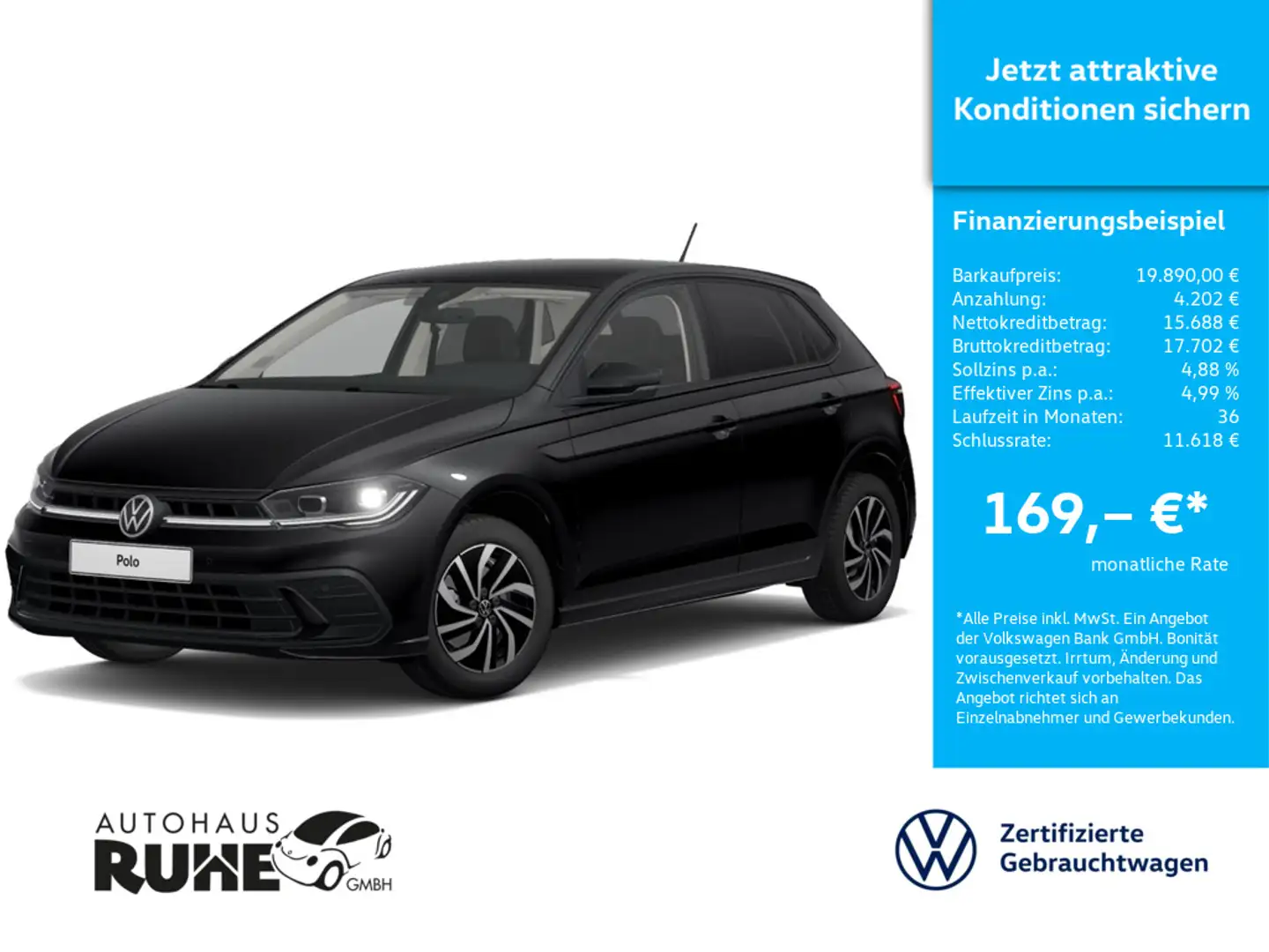 Volkswagen Polo Life 1.0 TSI 81 kW DSG MATRIX-LED ACC Schwarz - 1