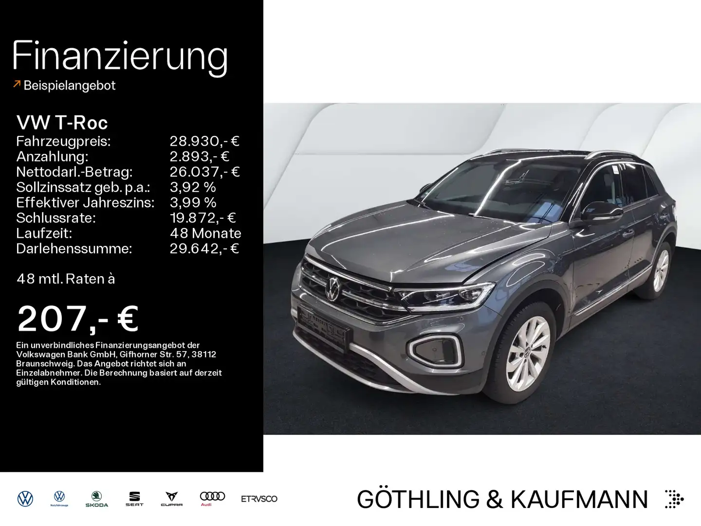 Volkswagen T-Roc T-ROC 1.5TSI DSG Style*LED+*Navi*SHZ*AHK Grau - 1