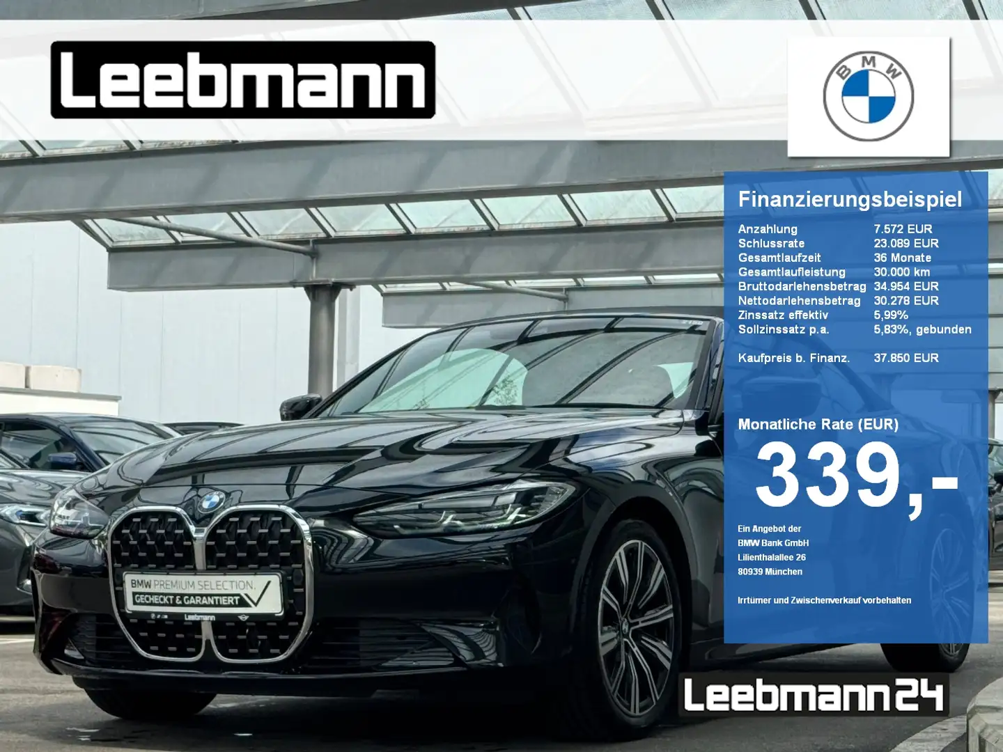 BMW 420 i Cabrio 18-Zoll/LC-PROF/LED 2 JAHRE GARANTIE Black - 1