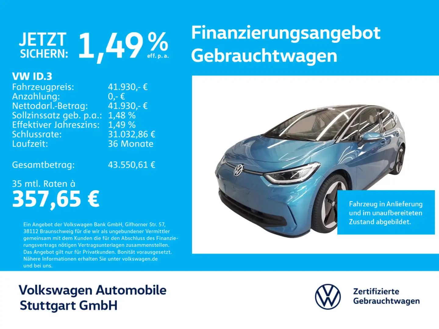 Volkswagen ID.3 Pro S Navi AHK Kamera P-Dach Standheizung Blau - 1