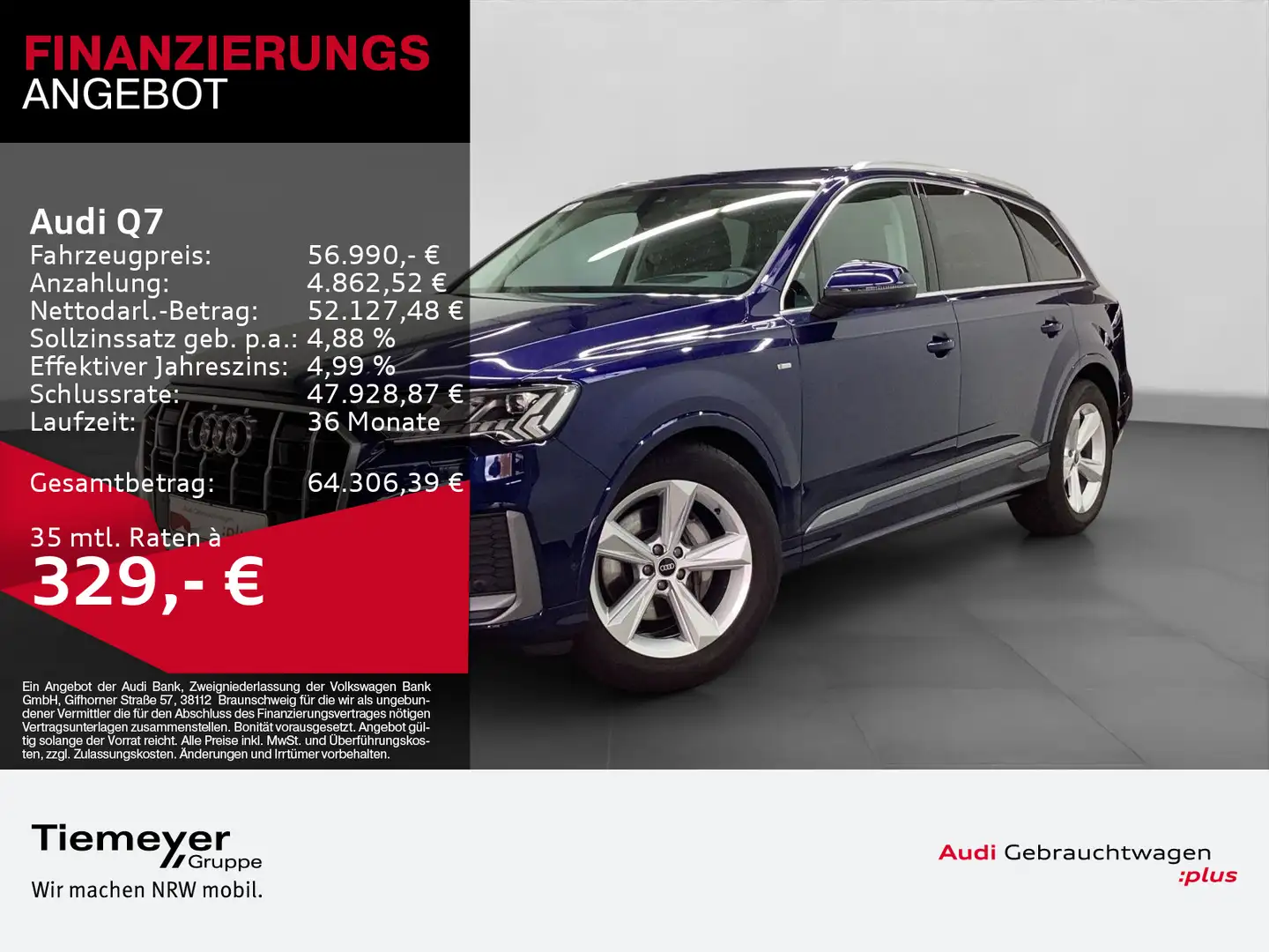 Audi Q7 50 TDI Q S LINE ST.HEIZ AHK MASSAGE BuO MEMOR Blau - 1